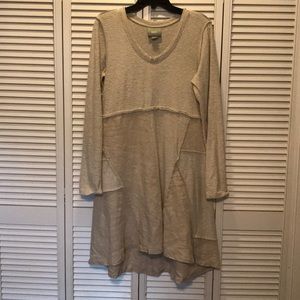ANTHRO MAEVE L/S Cotton & Linen Patchwork Dress S